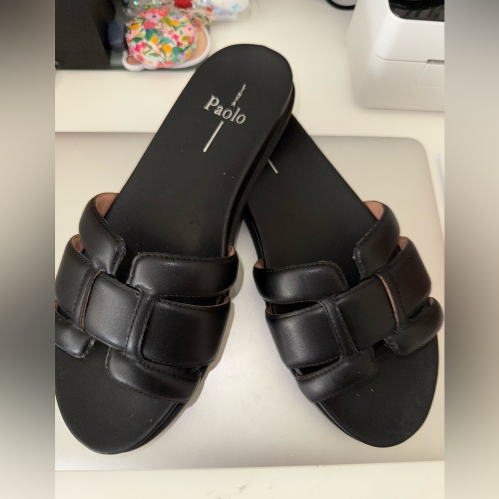 Paolo Black H-Style Slide Sandals